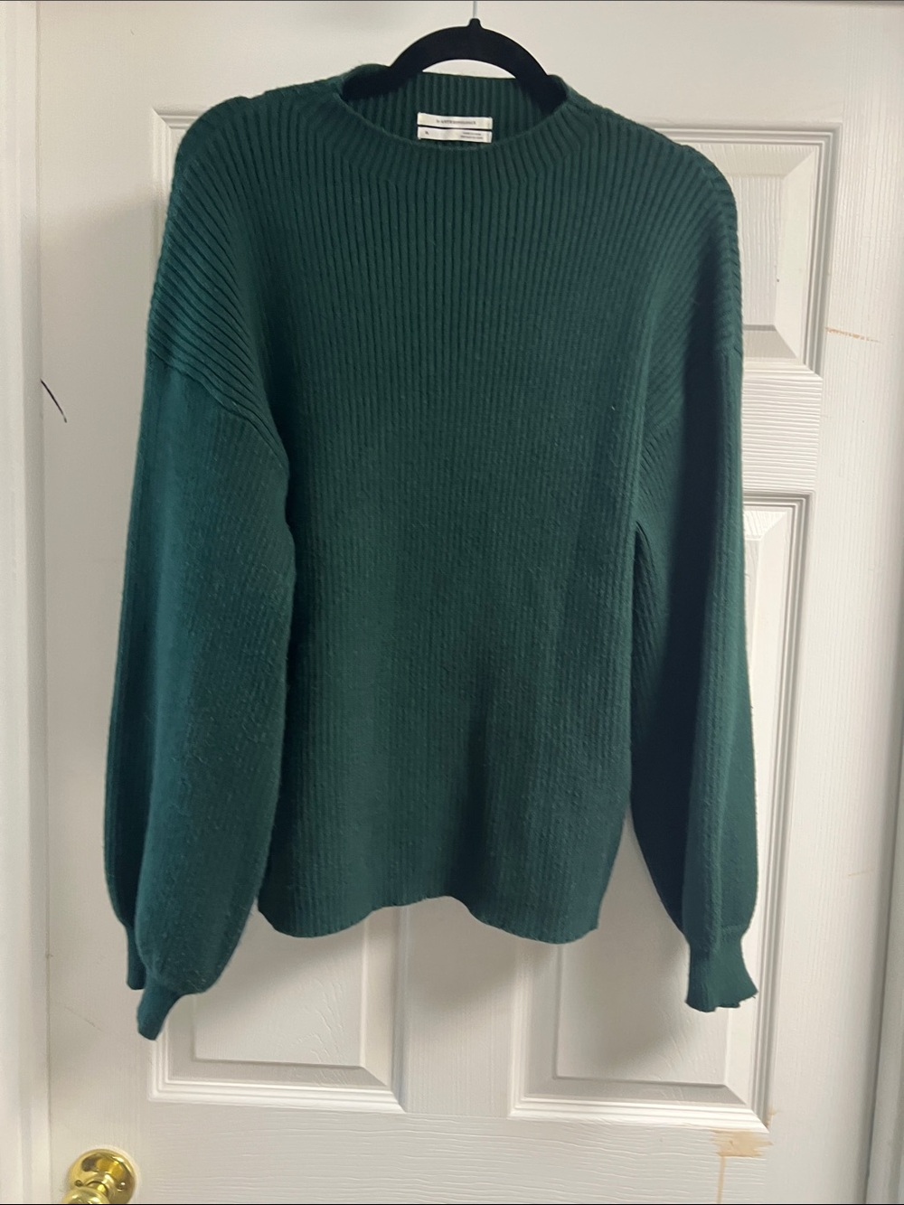 Anthropologie Line & Dot Sydney Balloon-Sleeve Ribbed Mock Neck Sweater-Women XL